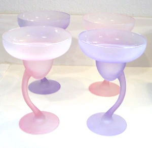 Libbey Watusi Swerve Margarita 13 Oz Glasses Set Of 4 Purple and Pink - Picture 1 of 5