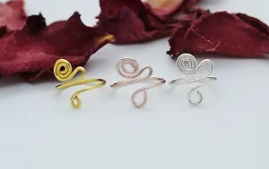 Adjustable Toe Rings Choose Your Finish Rose Gold-Silver or Gold Plated - Picture 1 of 8