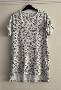 Next Leaf Print Patterned Short Sleeved T Shirt/Top, White/Black, Aged 16 Years