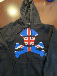 Johnny Cupcakes Union Jack Crossbones Black Hoodie Size S (FREE SHIPPING) - Picture 1 of 4