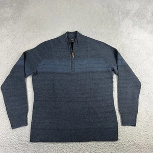 Smartwool Sweater Mens L Ripple Ridge Stripe Half Zip Blue Pullover Wool Blend - Picture 1 of 10