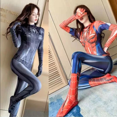 Costume cosplay ragazza adulta Spiderman collant donna vestito elegante tuta sexy UK. - Immagine 1 di 4