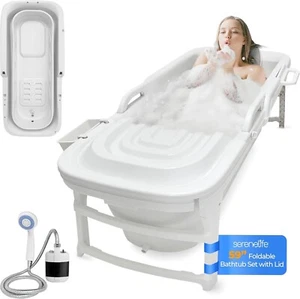 Freestanding Portable Foldable Bathtub Spa Set Large 59" Foldable Bath Tub LED - Picture 1 of 9