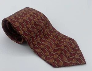 Valentino Cravatte Necktie Mens Burgundy Red Orange Tan Abstract Harp Silk Italy - Picture 1 of 7