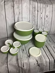 Tupperware Blossom Essentials Serving Set Basil Green White Lids New - Picture 1 of 10