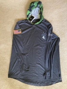 Michigan State Spartans Nike Salute To Service Hooded Long Sleeve Shirt Sz Lg - Picture 1 of 7
