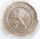 1861, Belgia, Leopold I. Miedź-nikl moneta 20 centymów. Pop 6/4. PCGS MS-64!