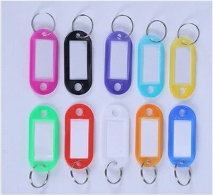 PLASTIC KEY TAGS KEYRING ID LABEL FOB CHOOSE YOUR OWN COLOUR - Picture 1 of 3