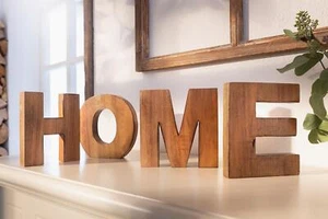 4 tlg. Schriftzug “Home” aus Mango Holz, 15 cm hoch, Deko Buchstaben - Bild 1 von 4