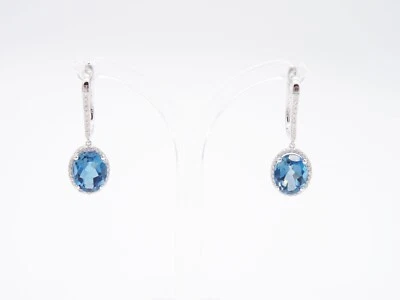 OHRHÄNGER IN  585 / 14 K WEIßGOLD MIT LONDON-BLAUTOPAS MIT DIAMANTBESATZ - Bild 1 von 4