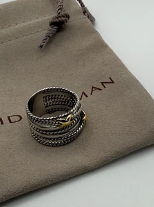 David Yurman Crossover Ring Double X 18K Gold 14mm Wide Size 6 - Picture 1 of 8