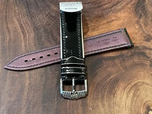 HIRSCH Venice 20mm Genuine Alligator Leather Watch Strap Stainless Steel Buckle - Picture 1 of 4