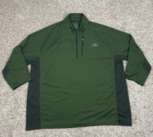 LL Bean Ridge Runner Sweatshirt 2XL Men Green 1/4 Zip 3/4 Sleeve Slightly Fitted - Picture 1 of 10