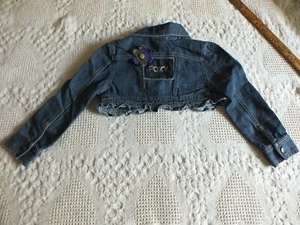 Upcycled Repurposed Denim Jacket Gymboree Girls Size 6 Handmade Flowers FOXY - Picture 1 of 5