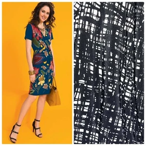 Edas abito Jommin vestito NERO stampato sciancrato dress 50-52-54 giromanica - Picture 1 of 3