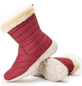 Warme Damen-Winterstiefel Fellbesatz - Reißverschluss - gepolstert - Größe 7,5/8 neu mit Etikett - weinrot - Bild 1 von 24