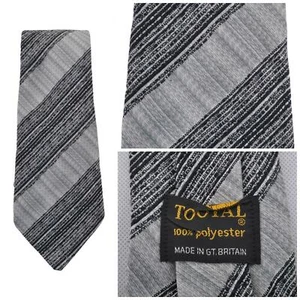 TOOTAL VINTAGE 60s/70s Grey Striped Tie Mod Necktie 1960s/1970s - Picture 1 of 3