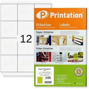 Universal Etiketten 70 x 67,5 mm 1200 Klebeetiketten 70x67,5 weiß 100 Blatt A4 - Bild 1 von 6