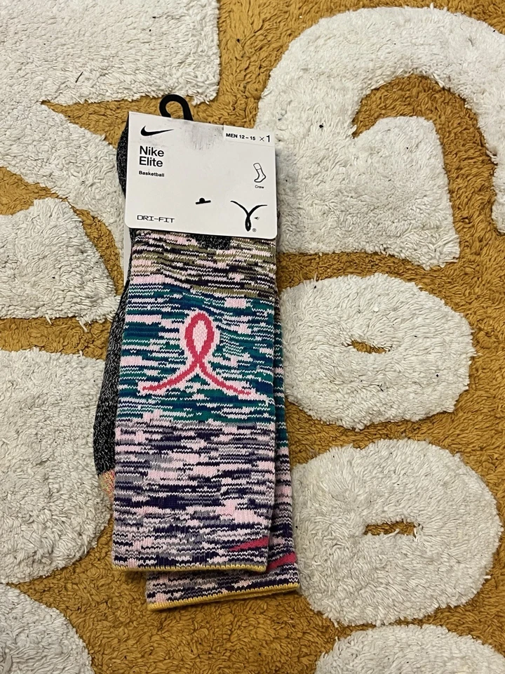 NIKE Elite Kay Yow Basketball Crew Socks Purple Pink DR1864-019 Size XL