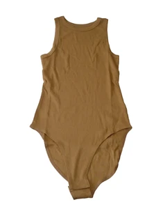 A New Day Women's S Bodysuit Light Brown Ribbed Tank Sleeveless - Picture 1 of 5