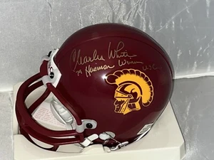 Charles White signed USC Trojans mini helmet W/ Heisman Inscription Beckett COA - Picture 1 of 2