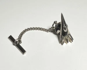 Vintage ADSCO LA Jet Fighter Airplane Bomber Tie Tack • Silver Tone Metal - Picture 1 of 5
