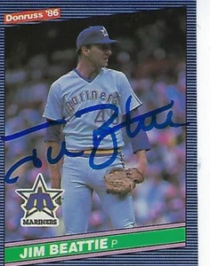 Donnuss #196 1986 firmado por Jim Beattie - Seattle Mariners - Imagen 1 de 1