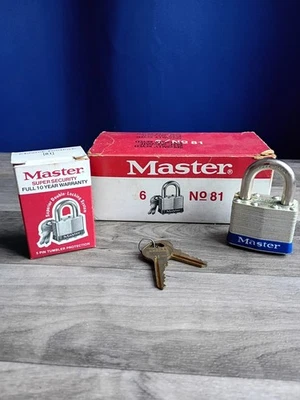 4 Master Lock No 81 Padlock Set KEYED ALIKE Nos Masterlock  - Image 1 of 4