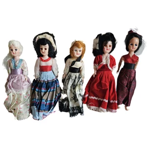 1950s Sleepy Eye Doll Set Mini Plastic Souvenirs Lot of 5 Bonnet - Picture 1 of 7