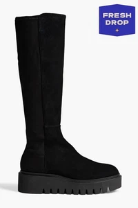 RRP€864 STUART WEITZMAN Leather Tall Boots US7.5 UK5 EU38 Pull On Black - Picture 1 of 12