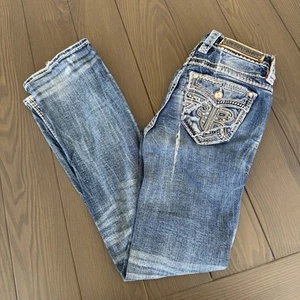 Rock Revival Jeans donna stivaletto vita media 24x30 blu impreziosito denim elasticizzato LEGGI - Foto 1 di 23