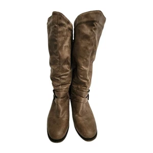 OXOX hellbraune hohe Damenstiefel 7 niedriger Absatz weich bequem - Bild 1 von 7