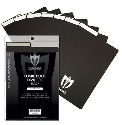 100ct Max Protection Comic Book Dividers with Innovative Flex Fold Tabs, Black