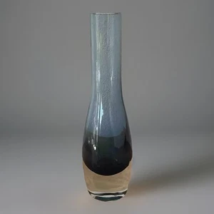Soliflore Scandinave Style Murano Années 1960-70 Verre Fumé Gris Bleu - Picture 1 of 5