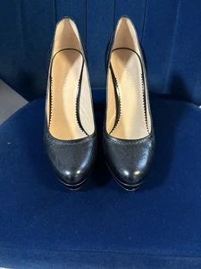 Emporio Armani Damen Absatz Pumps Größe 8 Schwarz Leder Hergestellt in Italien - Bild 1 von 3