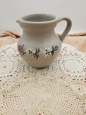 Jarra crema cerámica Stoob vintage pintada a mano flores Edelweiss Austria Foto 1 de 4