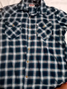 Wrangler Snap Button Shirt Blue Green Plaid Women's Medium - Picture 1 of 6