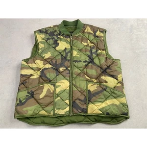 Vintage Rothco Vest Mens Medium Woodland Camo Military Pilot Puffer Insulated - Picture 1 of 9