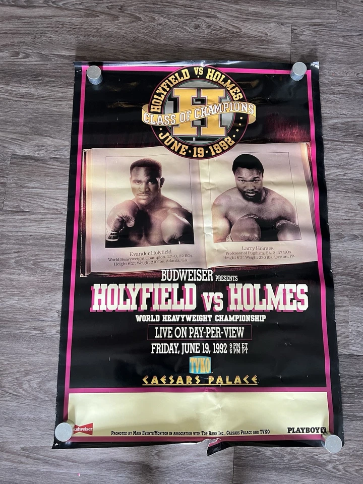 Póster original vintage de Evander Holyfield vs. Larry Holmes Boxing Fight 27x40 Foto 1 de 4