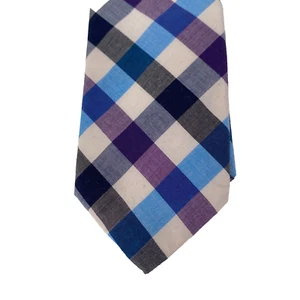 Cravatta collo pinguino originale cotone blu viola a quadri Munsingwear uomo - Foto 1 di 4