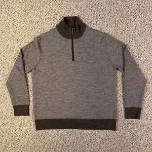 UNTUCKit Pullover Herren klein braun extrafeine Merinowolle Quarter Zip Pulli - Bild 1 von 11