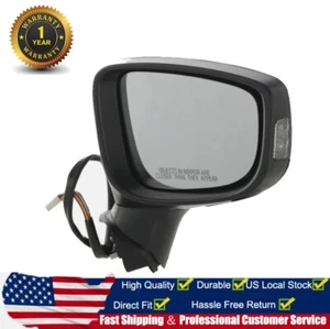 BLACK PASSENGER RIGHT SIDE MIRROR W/ SIGNAL LIGHT FOR 2014 2015 2016 MAZDA 3 - Picture 1 of 7