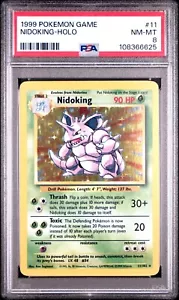 PSA 8 Pokemon Nidoking 11/102 WotC Base Set Unlimited Holo Rare - Picture 1 of 2