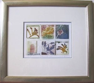 SUSAN BARAN AUSTRALIAN FRAMED MONOPRINT "MIXED RETRO IMAGES" C 1995 - Imagen 1 de 4