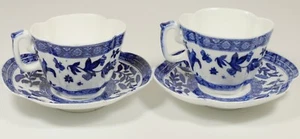 Pair of John Rose Colebrookdale (Early Coalport) Blue and White Cups & Saucers - Picture 1 of 4