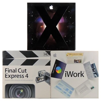 Apple Mac OS X 10.5 Leopard DVD Final Cut Express 4 HD iWork 08 Bundle Lot - Image 1 of 2