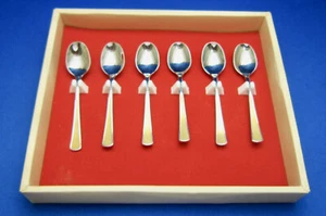 J.A. HENCKELS VTG Teaspoon Set W/Gold Inlay Handle Made In Germany UNUSED COND. - Picture 1 of 12