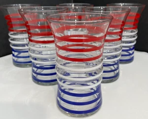 Juego de 6 vasos Betsy Ross Anchor Hocking rojo blanco azul a rayas - Imagen 1 de 9