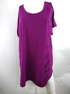 Life is Good Women Short Sleeve Tunic Blooming Lotus Purple Medium 57307 - Picture 1 of 10