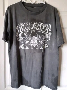 VTG DISTRESSED GLOW IN THE DARK PSYCHEDELIC HARLEY DAVIDSON SANTA CRUZ CA SHIRT - Picture 1 of 9